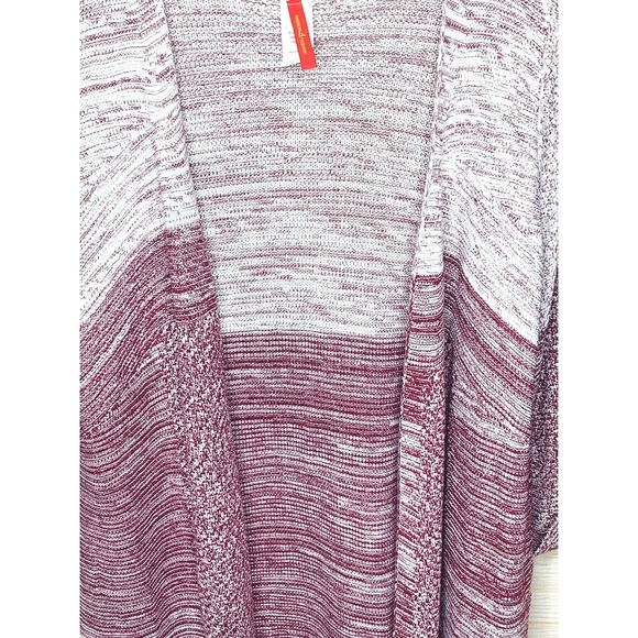 Two Tone Burgundy and Grey Heavyweight Long Duster Cardigan - Picture 2 of 6